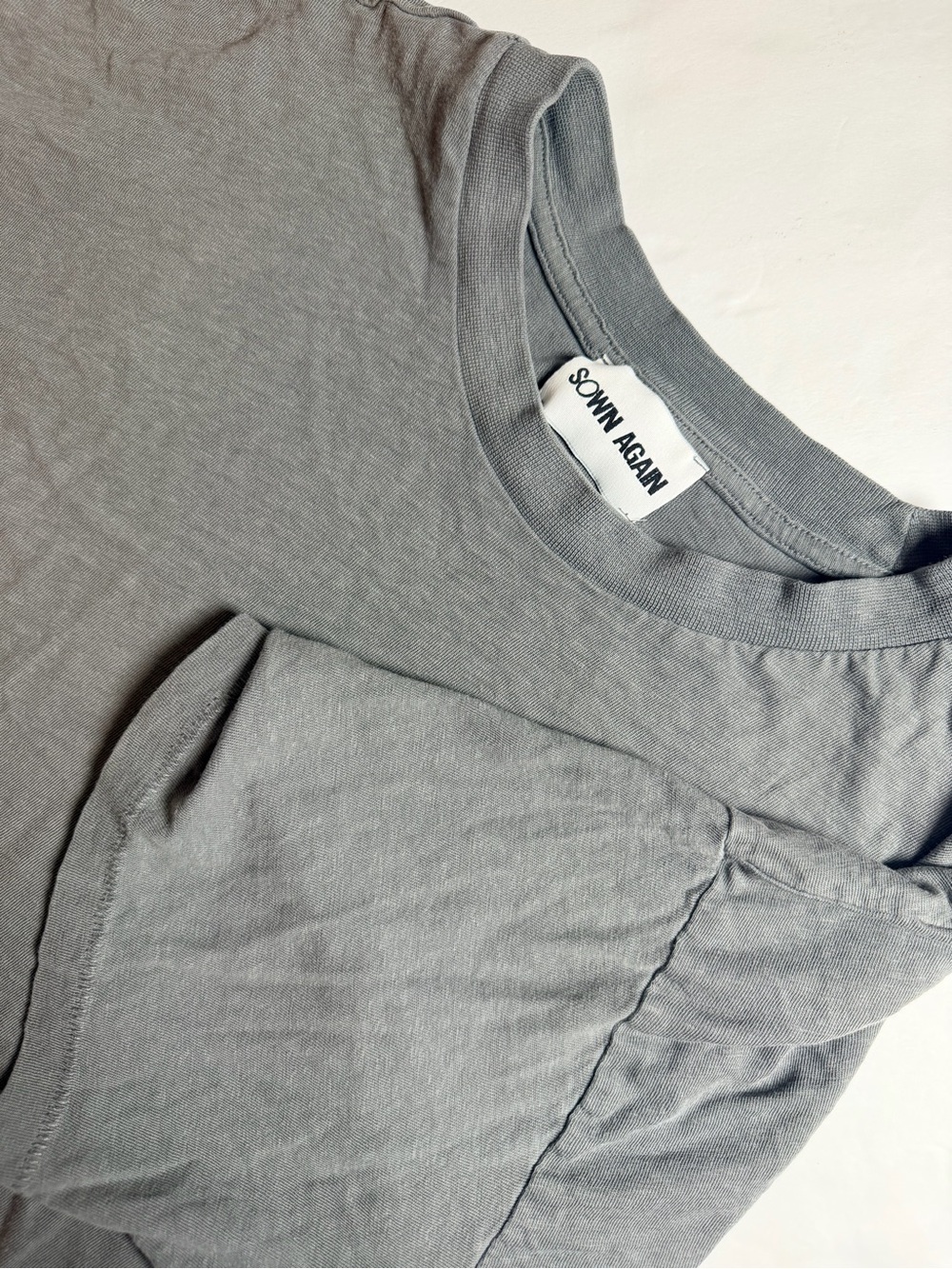 Sown Again Crewneck Short Sleeve Shirt Size Medium Gray Cotton Hemp *see desc**
